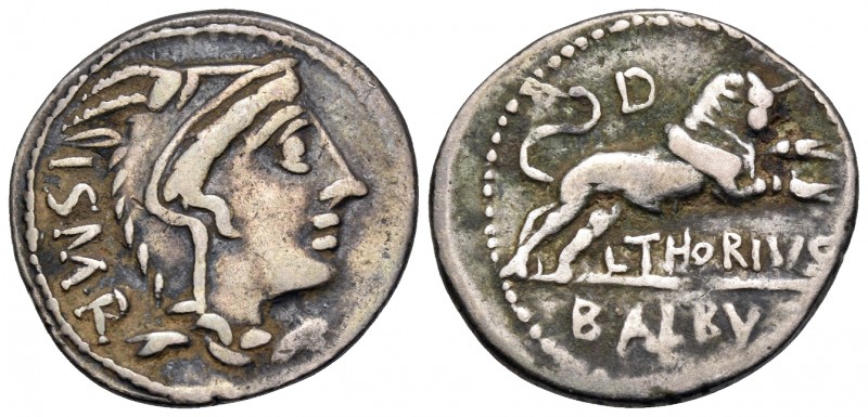 L. Thorius Balbus, 105 BC. Denarius (Silver, 20 mm, 3.86 g, 2 h), Rome. I · S · ...