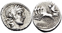 C. Vibius C.f. Pansa, 90 BC. Denarius (Silver, 19 mm, 3.87 g, 1 h), Rome. PANSA Laureate head of Apollo to right; below chin, star . Rev. C · VIBIVS ·...
