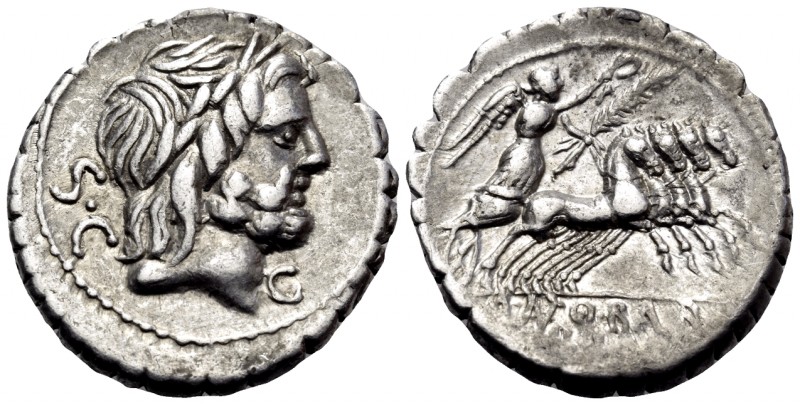 Q. Antonius Balbus, 83-82 BC. Denarius Serratus (Silver, 20 mm, 3.93 g, 11 h). L...