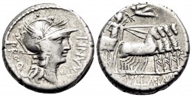 L. Sulla and L. Manlius Torquatus, 82 BC. Denarius (Silver, 15.5 mm, 3.93 g, 11 h), mint moving with Sulla in Italy. [L ·] MANLI - PRO · Q Helmeted he...