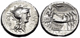 L. Sulla and L. Manlius Torquatus, 82 BC. Denarius (Silver, 16 mm, 4.04 g, 8 h), mint moving with Sulla in Italy. L · MANLI - PRO · Q Helmeted head of...