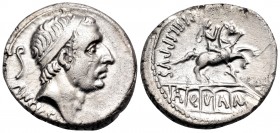 L. Marcius Philippus, 57 BC. Denarius (Silver, 18 mm, 3.69 g, 6 h), Rome. ANCVS Diademed head of Ancus Marcius to right; behind, lituus. Rev. PHILIPPV...