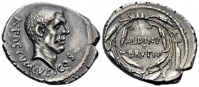 Albinus Bruti f, 48 BC. Denarius (Silver, 20 mm, 3.86 g, 5 h), Rome. A · POSTVMIVS · COS Bare head of the consul Aulus Postumius Albinus to right. Rev...