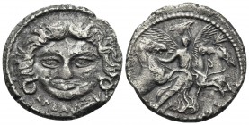 L. Plautius Plancus, 47 BC. Denarius (Silver, 18.5 mm, 3.71 g, 10 h), Rome. L PLAVTIVS Head of Medusa, facing, with coiled snake to either side. Rev. ...