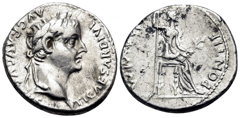 Tiberius, 14-37. Denarius (Silver, 18 mm, 3.71 g, 11 h), "Tribute Penny" type, L...