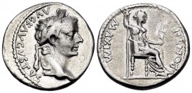 Tiberius, 14-37. Denarius (Silver, 17.5 mm, 3.65 g, 8 h), "Tribute Penny" type, Lugdunum, 36-37. TI CAESAR DIVI AVG F AVGVSTVS Laureate head of Tiberi...