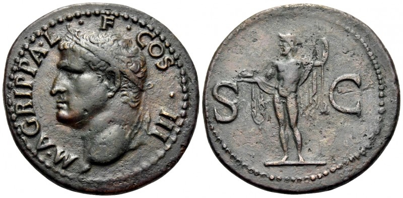 Agrippa, died AD 12. As (Copper, 29 mm, 11.12 g, 6 h), struck under Caligula, Ro...