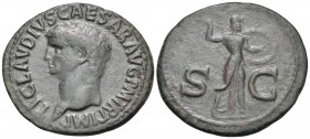 Claudius, 41-54. As (Copper, 30.5 mm, 10.73 g, 7 h), Rome, 50-54. TI CLAVDIVS CAESAR AVG P M TR P IMP P P Bare head of Claudius to left. Rev. S C Mine...