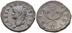 Domitian, as Caesar, 69-81. Dupondius (Orichalcum, 28 mm, 9.59 g, 6 h), Rome, for use in the Asian provinces, 74. CAESAR AVGVSTI F Laureate head of Do...