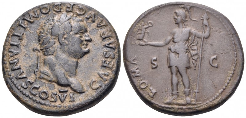 Domitian, as Caesar, 69-81. Sestertius (Orichalcum, 33.5 mm, 25.19 g, 7 h), unce...