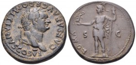 Domitian, as Caesar, 69-81. Sestertius (Orichalcum, 33.5 mm, 25.19 g, 7 h), uncertain mint in Thrace or Bithynia, circa 79. CAES DIVI AVG VESP F DOMIT...