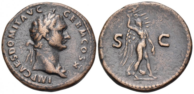 Domitian, as Caesar, 69-81. As (Bronze, 26.5 mm, 10.31 g, 7 h), Rome, 84. IMP CA...