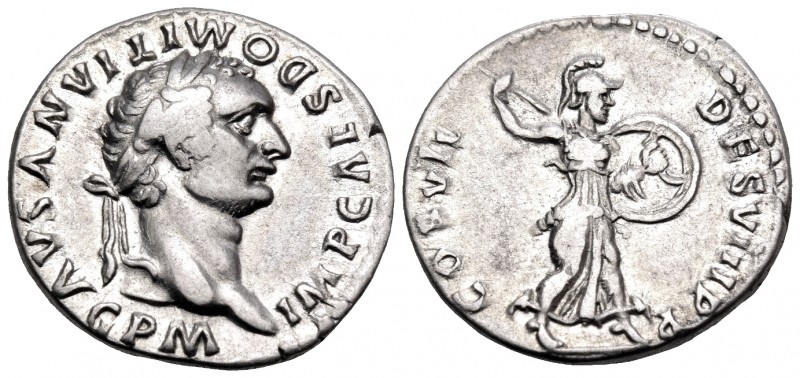 Domitian, 81-96. Denarius (Silver, 17.5 mm, 3.50 g, 6 h), Rome. IMP CAES DOMITIA...