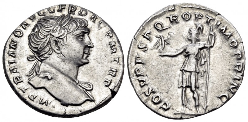 Trajan, 98-117. Denarius (Silver, 18 mm, 3.48 g, 7 h), Rome, circa 110. IMP TRAI...