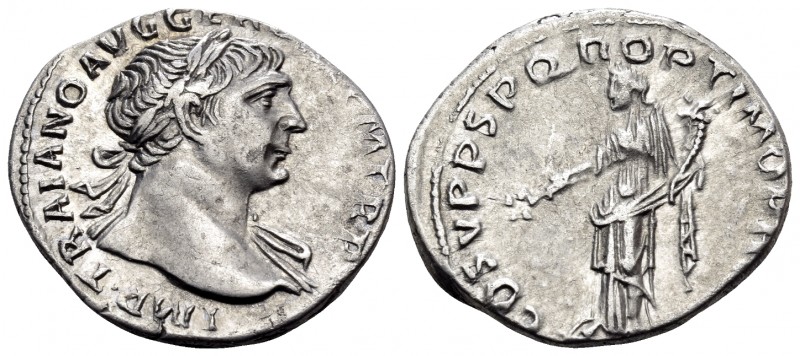 Trajan, 98-117. Denarius (Silver, 18.5 mm, 3.42 g, 6 h), Rome, circa 110. IMP TR...