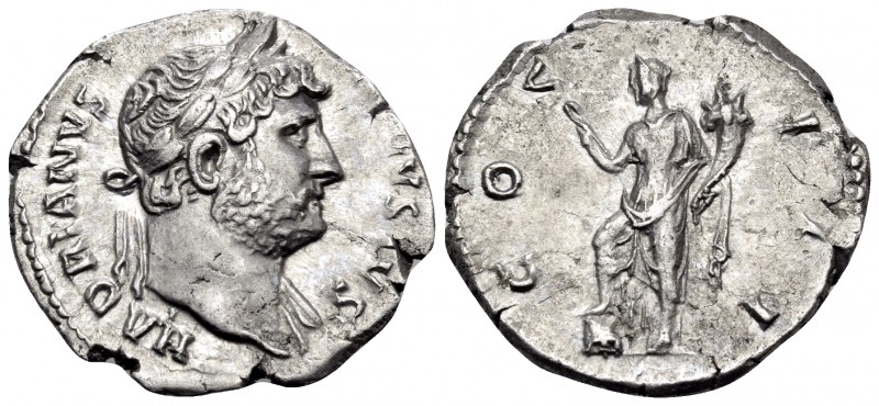 Hadrian, 117-138. Denarius (Silver, 18 mm, 3.26 g, 6 h), Rome, c. 126-127. HADRI...