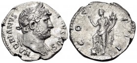 Hadrian, 117-138. Denarius (Silver, 18 mm, 3.26 g, 6 h), Rome, c. 126-127. HADRIANVS [AV]GVSTVS Laureate bust of Hadrian to right with slight drapery ...