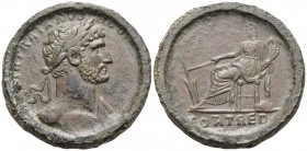Hadrian, 117-138. Hammered contorniate (Orichalcum, 31.5 mm, 23.75 g, 5 h), Rome, 118. [IMP CAE]SAR TRAIANVS HAD[RIANVS AVG] Laureate bust of Hadrian ...