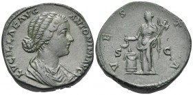 Lucilla, Augusta, 164-182. Sestertius (Orichalcum, 30.5 mm, 26.79 g, 5 h), struck under Marcus Aurelius and Lucius Verus, Rome, 161-162. LVCILLAE AVG ...