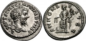 Septimius Severus, 193-211. Denarius (Silver, 19 mm, 3.29 g, 5 h), Laodicea ad Mare, 198-202. L SEPT SEV AVG IMP XI PART MAX Laureate head of Septimiu...