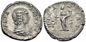 Julia Domna, Augusta, 193-217. Denarius (Silver, 19.5 mm, 2.91 g, 6 h), struck under Septimius Severus, Rome, c. 207-211. IVLIA AVGVSTA Draped bust of...