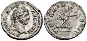 Caracalla, 198-217. Denarius (Silver, 18.5 mm, 2.03 g, 1 h), Rome, 199-200. ANTONINVS PIVS AVG BRIT Laureate and draped bust of Caracalla to right. Re...