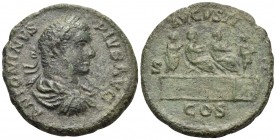Caracalla, 198-217. As (Bronze, 24 mm, 9.67 g, 1 h), Rome, 202-204. ANTONINVS PIVS AVG Laureate, draped and cuirassed bust of Caracalla right. Rev. AV...