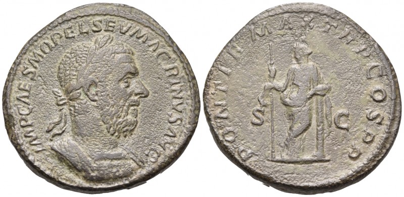 Macrinus, 217-218. Sestertius (Orichalcum, 30 mm, 19.98 g, 12 h), Rome, 217. IMP...