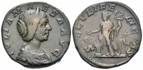 Julia Maesa, Augusta, 218-224/5. Sestertius (Orichalcum, 28 mm, 22.50 g, 1 h), struck under her grandson, Elagabalus, Rome, 220-220. IVLIA MA-ESA AVG ...