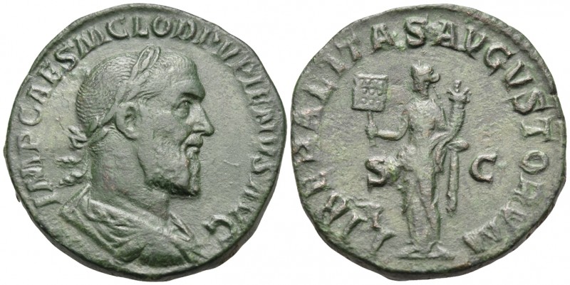 Pupienus, 238. Sestertius (Orichalcum, 29 mm, 15.26 g, 12 h), Rome. IMP CAES M C...