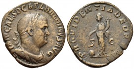 Balbinus, 238. Sestertius (Orichalcum, 30 mm, 17.62 g, 11 h), Rome, April-May 238. IMP CAES D CAEL BALBINVS AVG Laureate, draped and cuirassed bust of...