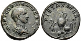Gordian III, as Caesar, 238. Sestertius (Bronze, 30 mm, 22.41 g, 12 h), Rome, April-July 238. M ANT GORDIANVS CAES Bare-headed and draped bust of Gord...