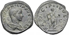 Philip II, as Caesar, 244-247. Sestertius (Bronze, 31 mm, 20.20 g, 12 h), Rome, 245. M IVL PHILIPPVS CAES Bare-headed and draped bust of Philip II to ...