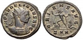 Aurelian, 270-275. Antoninianus (Billon, 22 mm, 4.53 g, 5 h), Mediolanum, 7th officina, spring-autumn 274. IMP AVRELIANVS AVG Radiate and cuirassed bu...