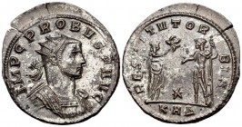 Probus, 276-282. Antoninianus (Billon, 25 mm, 3.63 g, 11 h), Serdica, 4th officina, 276. IMP C PROBVS P AVG Radiate, draped and cuirassed bust of Prob...