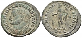 Diocletian, 284-305. Follis (Bronze, 29 mm, 10.98 g, 5 h), Lugdunum, c. 303-305. IMP DIOCLETIANVS AVG Laureate and cuirassed bust of Diocletian to lef...