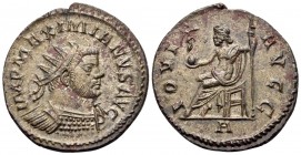 Maximianus, first reign, 286-305. Antoninianus (Billon, 23 mm, 3.64 g, 6 h), Lugdunum, 292. IMP MAXIMIANVS AVG Radiate and cuirassed bust of Maximianu...