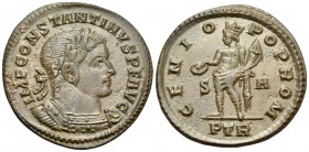 Constantine I, 307/310-337. Follis (Bronze, 27 mm, 6.56 g, 5 h), Treveri, 1st officina, 307-308. IMP CONSTANTINVS P F AVG Laureate and cuirassed bust ...