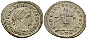 Constantine I, 307/310-337. Follis (Bronze, 28 mm, 6.54 g, 6 h), Treveri (Trier), 1st officina, 309. IMP CONSTANTINVS P F AVG Laureate and cuirassed b...