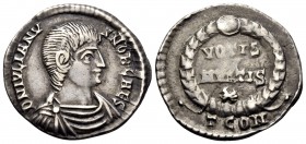 Julian II, as Caesar, 355-360. Siliqua (Silver, 17 mm, 2.13 g, 5 h), Arelate, 3rd officina, 360. D N IVLIANV-S NOB CAES Bare-headed, draped and curais...