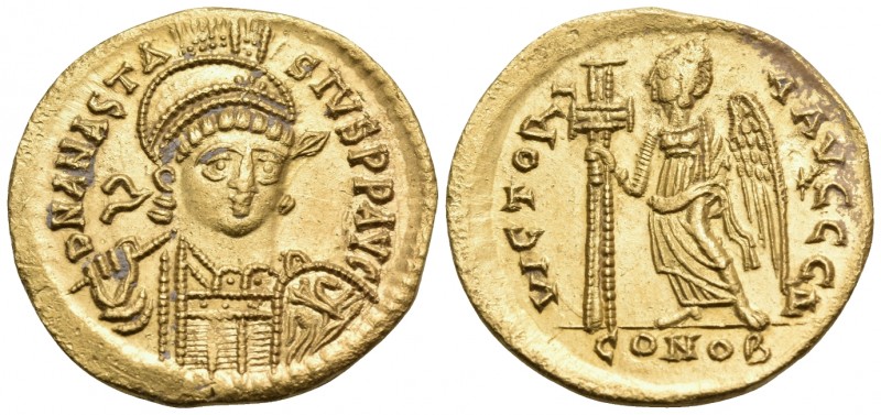 Anastasius I, 491-518. Solidus (Gold, 19.5 mm, 4.48 g, 6 h), Constantinople, 4th...