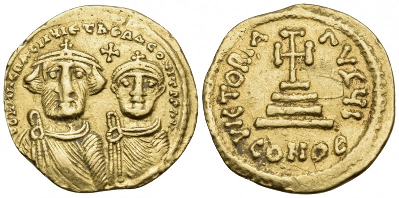 Heraclius, with Heraclius Constantine, 610-641. Solidus (Gold, 20 mm, 4.22 g, 7 ...