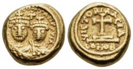 Heraclius, with Heraclius Constantine, 610-641. Solidus (Gold, 11.5 mm, 4.46 g, 5 h), Carthage, Indictional year 11 (IA) = 622-623. [D N ERACLIO ET ER...