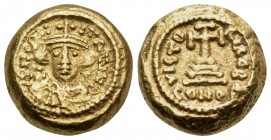 Constans II, 641-668. Solidus (Gold, 11 mm, 4.42 g, 7 h), Carthage, Indictional year 2 (B) = 643-644. D N CONSTANTIN P Beardless crowned and draped fa...