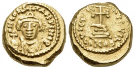 Constans II, 641-668. Solidus (Gold, 11.5 mm, 4.38 g, 6 h), Carthage, Indictional year 4 (Δ) = 645-646. D N CONSTATINI P Beardless crowned and draped ...