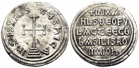 Michael I Rhangabe, with Theophylactus, 811-813. Miliaresion (Silver, 22 mm, 2.15 g, 12 h), Constantinople. IhSЧS XRIS-tЧS hICA Cross potent on base a...