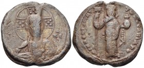 Nicephorus III Botaniates, 1078-1081. Seal or Bulla (Lead, 31 mm, 24.53 g, 12 h), Constantinople. Bust of Christ Pantokrator facing; in field, IC - XC...