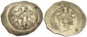 Nicephorus III Botaniates, 1078-1081. Histamenon (Electrum, 29 mm, 4.35 g, 6 h), Constantinople. IC-XC Christ Pantokrator seated facing on throne with...