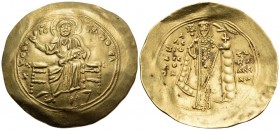Alexius I Comnenus, 1081-1118. Hyperpyron (Gold, 31 mm, 4.38 g, 6 h), Reform coinage, Constantinople, 1092-1118. + KE RO-HΘEI / IC - XC Christ seated ...