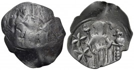 Andronicus II Palaeologus, 1282-1328. Trachy (Bronze, 25 mm, 1.68 g, 6 h), Thessalonica. St. Demetrius standing facing; in upper left field, star. Rev...